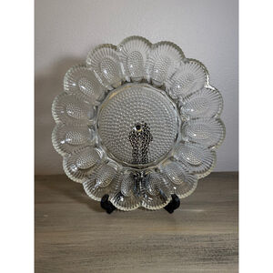 vintage Indiana Glass deviled egg plate clear crystal hobnail pattern